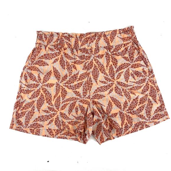 Ecothreads Womens Pink Linen Blend Floral Relaxed Shorts Elastic Waist Hi-rise M - Picture 1 of 4